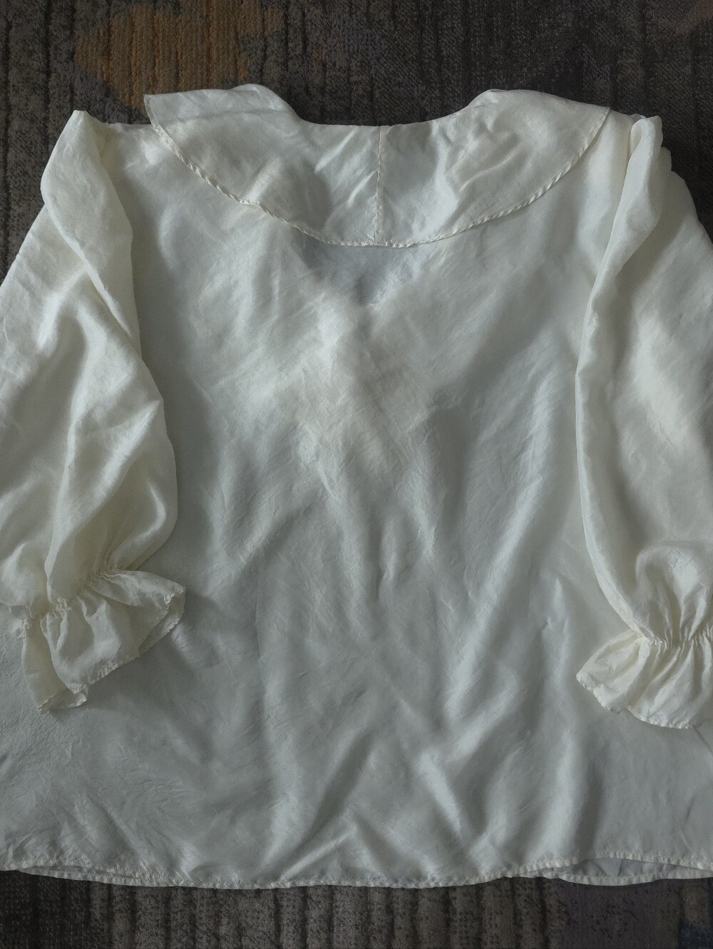 Vintage 100% Silk Cream Poet Shirt - Picture 5 of 6
